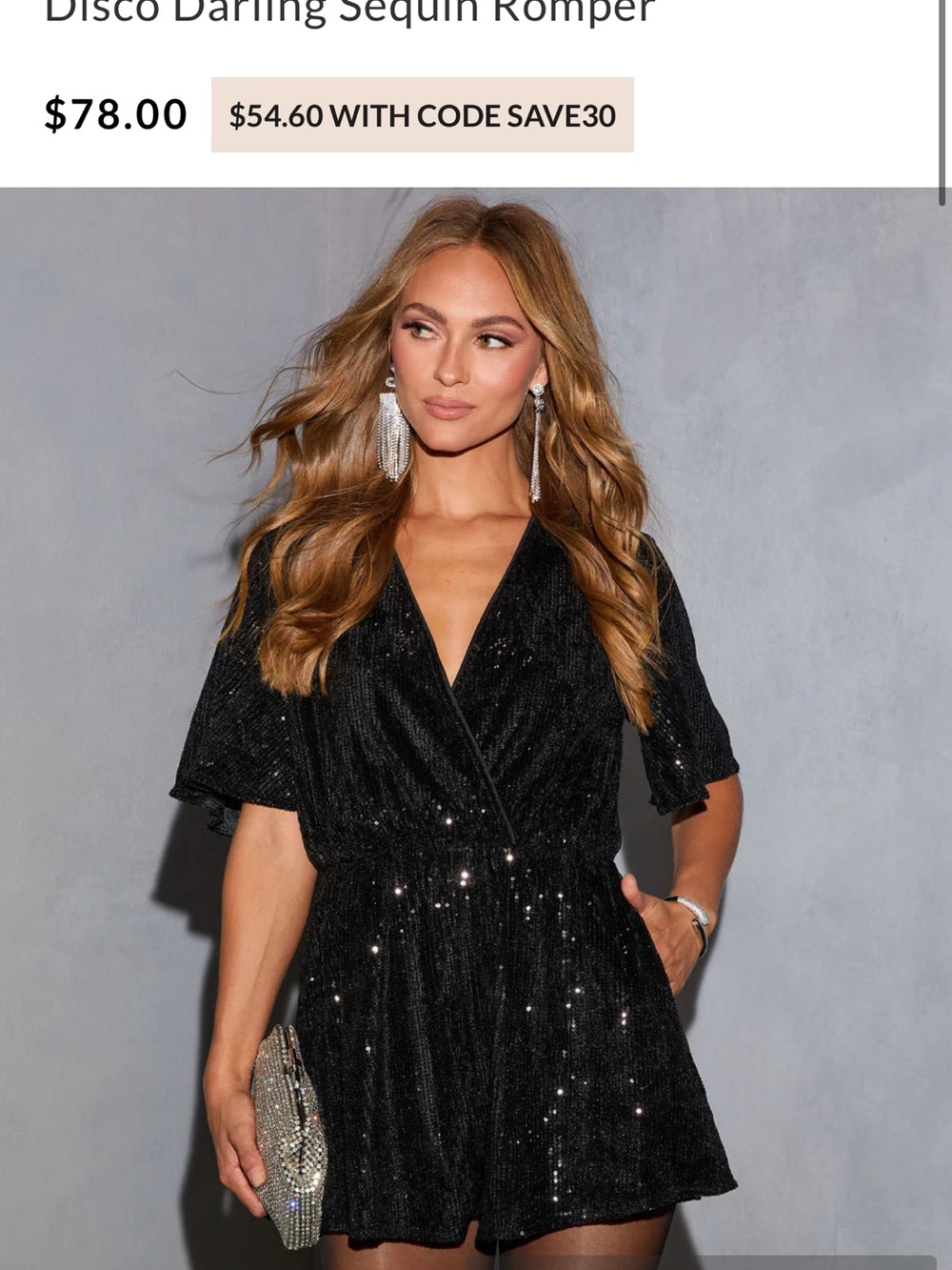 Vici Black Sequin Disco Darling Romper